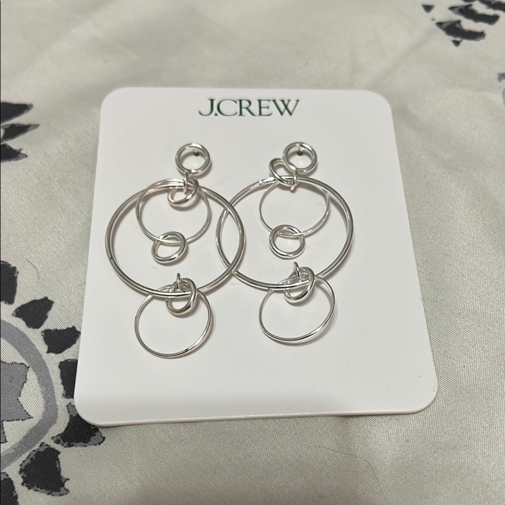 J. Crew Silver Chandelier Earrings Intricate Design